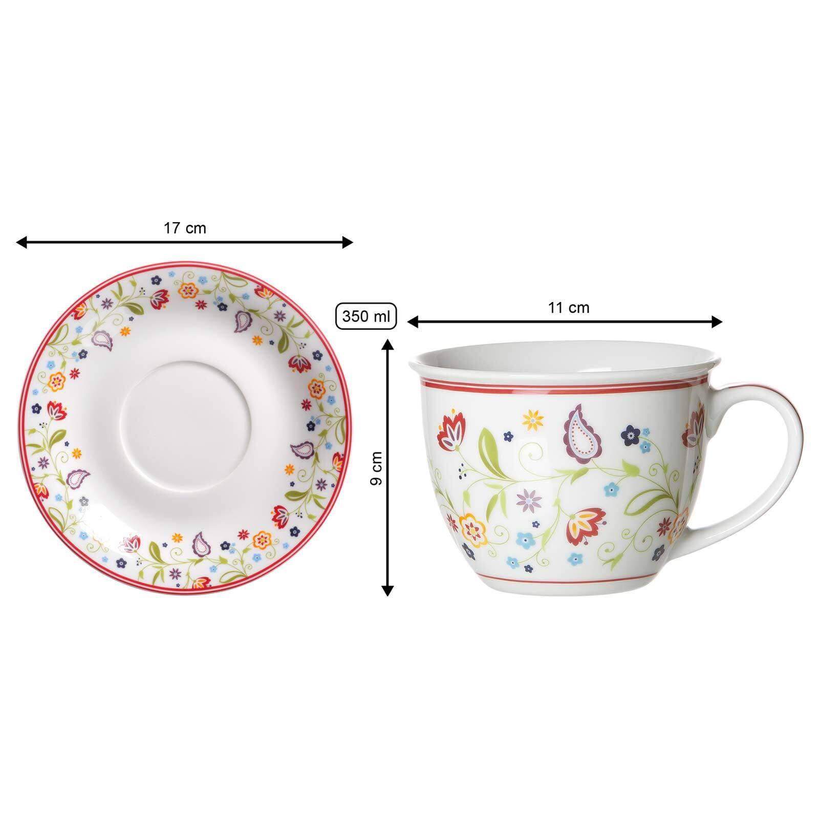 MILCHKAFFEE TASSEN MIT UNTERTASSEN Shanti bunt 350 ml 6er Set - Multicolor, Keramik (17/11/17cm) - Ritzenhoff Breker