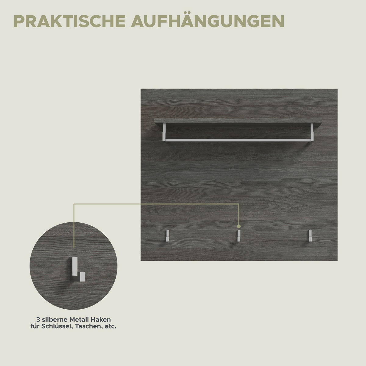 GARDEROBENKOMBINATION Salsa 155x192x37 cm Rauchsilber Weiß 3tlg. - Silberfarben, Holz (155/192/37cm)