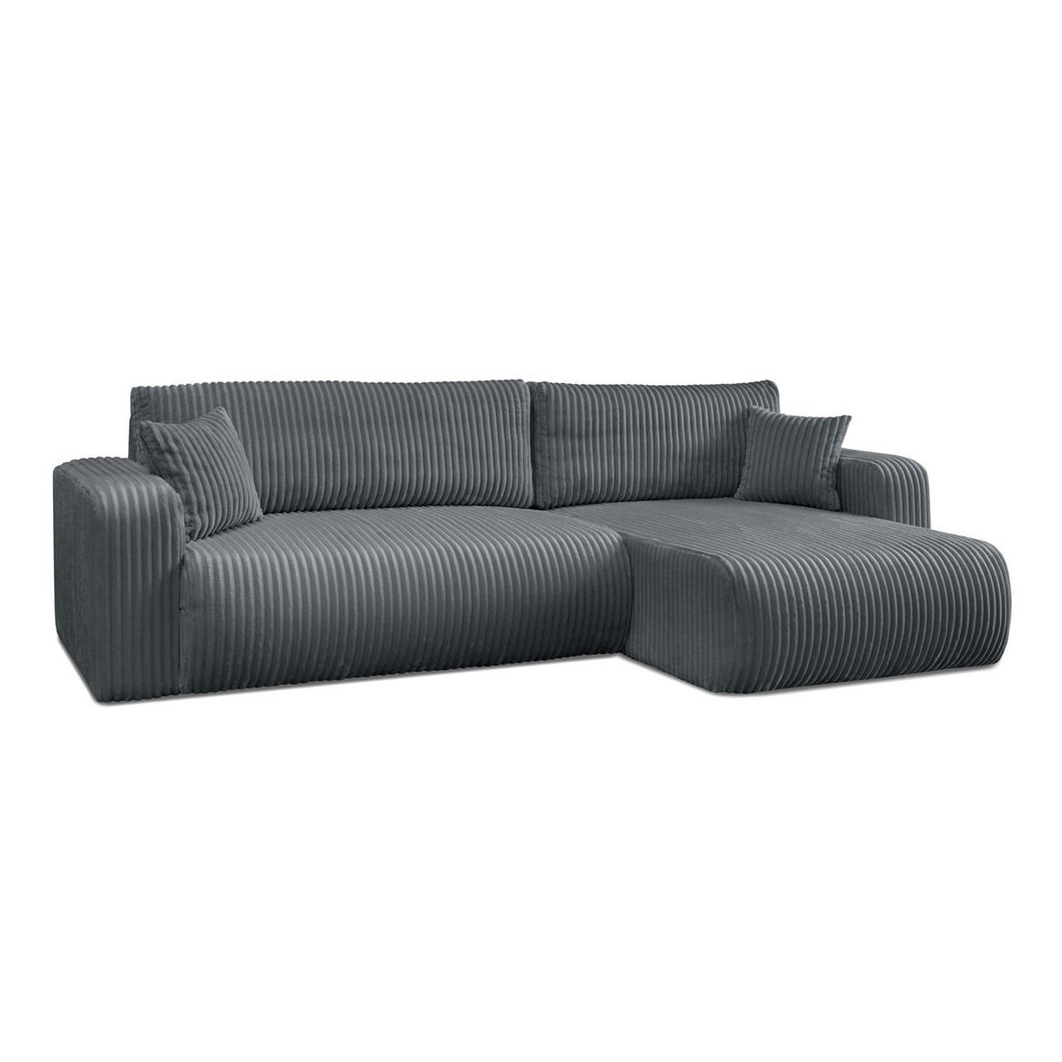 Ecksofa PRESTIGE SOFT mit Schlaffunktion und Bettkasten, Tilia 85 - Dunkelgrau, Textil (277/143cm) - Lookway