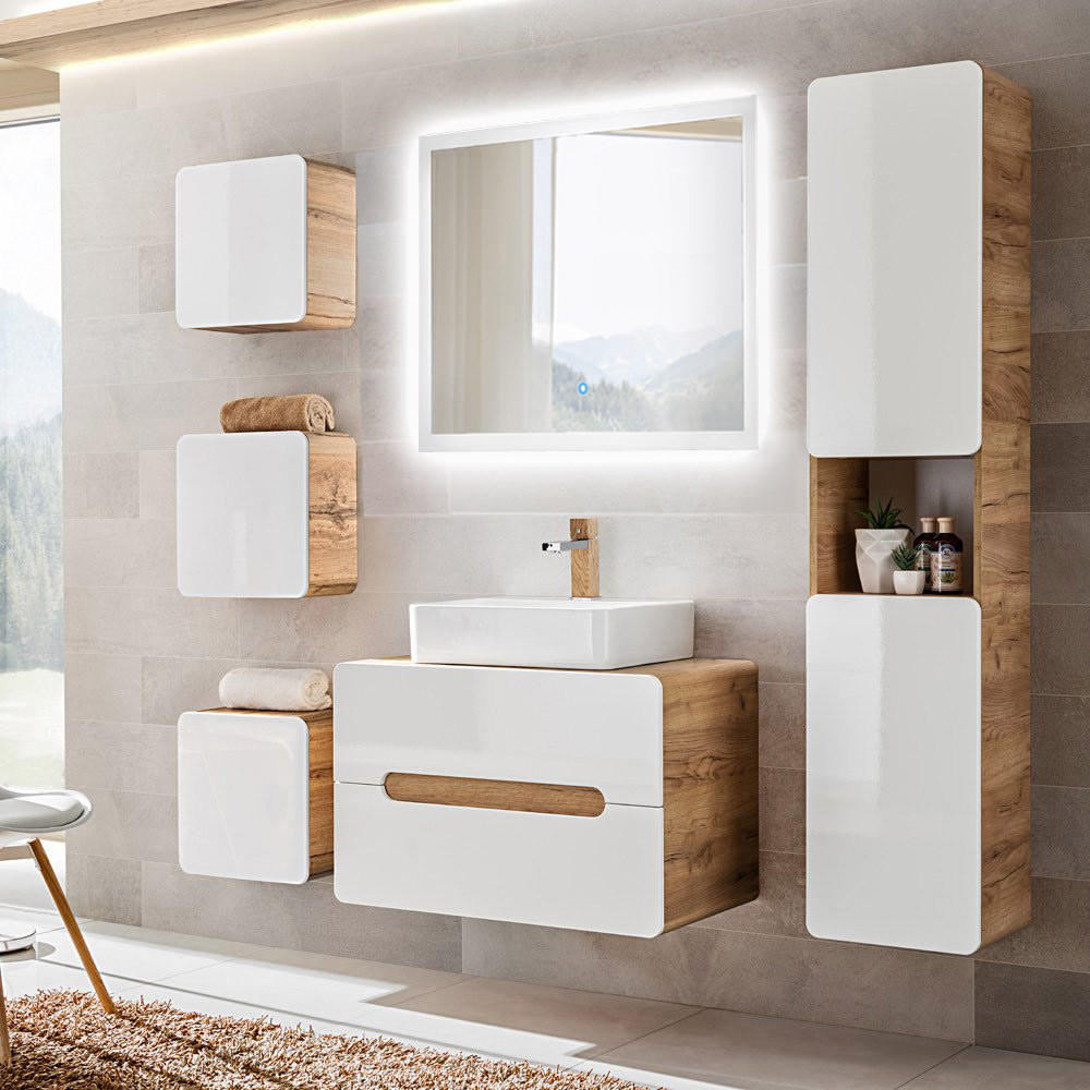 Lomado Badmöbel-Set Weiß 180x200x46 cm