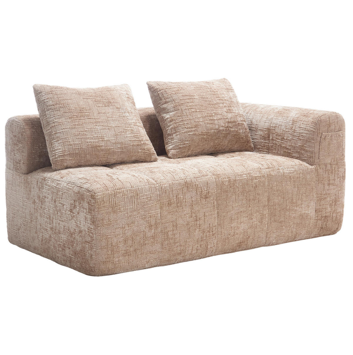 SOFA mit Seitentaschen 158 x 90 cm Chenille Khaki - Braun, Kunststoff (158/60/90cm) - Meubliv