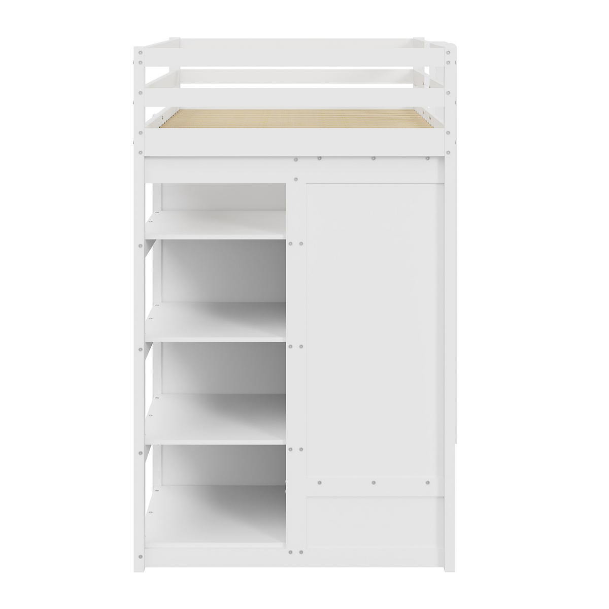 ETAGENBETT 90/200 cm aus Massivholz mit Ausziehbett und Kleiderschrank - Weiß, Holz (90/200cm) - OKWISH