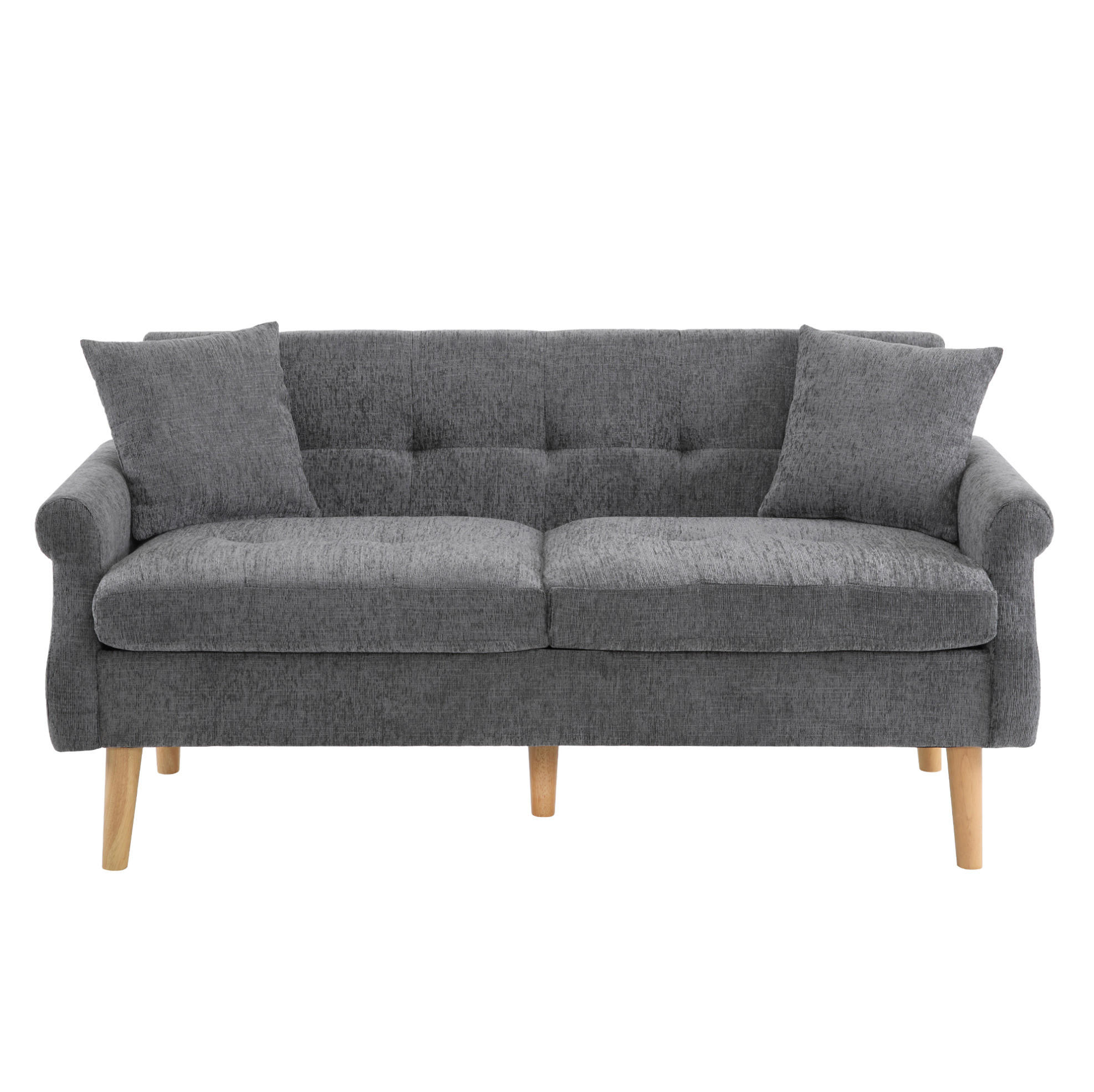 2-SITZER 162/74/77 cm Grau aus Chenille mit Kissen - Grau, Textil (74/77/162cm) - OKMYHOME