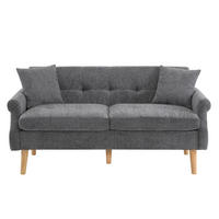 2-SITZER 162/74/77 cm Grau aus Chenille mit Kissen - Grau, Textil (74/77/162cm) - OKMYHOME