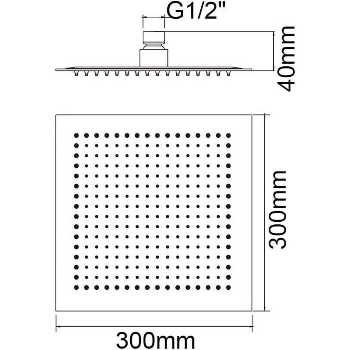 DUSCHKOPF Quadratisch 30 cm Edelstahl AISI304 Wassersparend Anti-Kalk - Silberfarben, Metall (30/4/30cm)