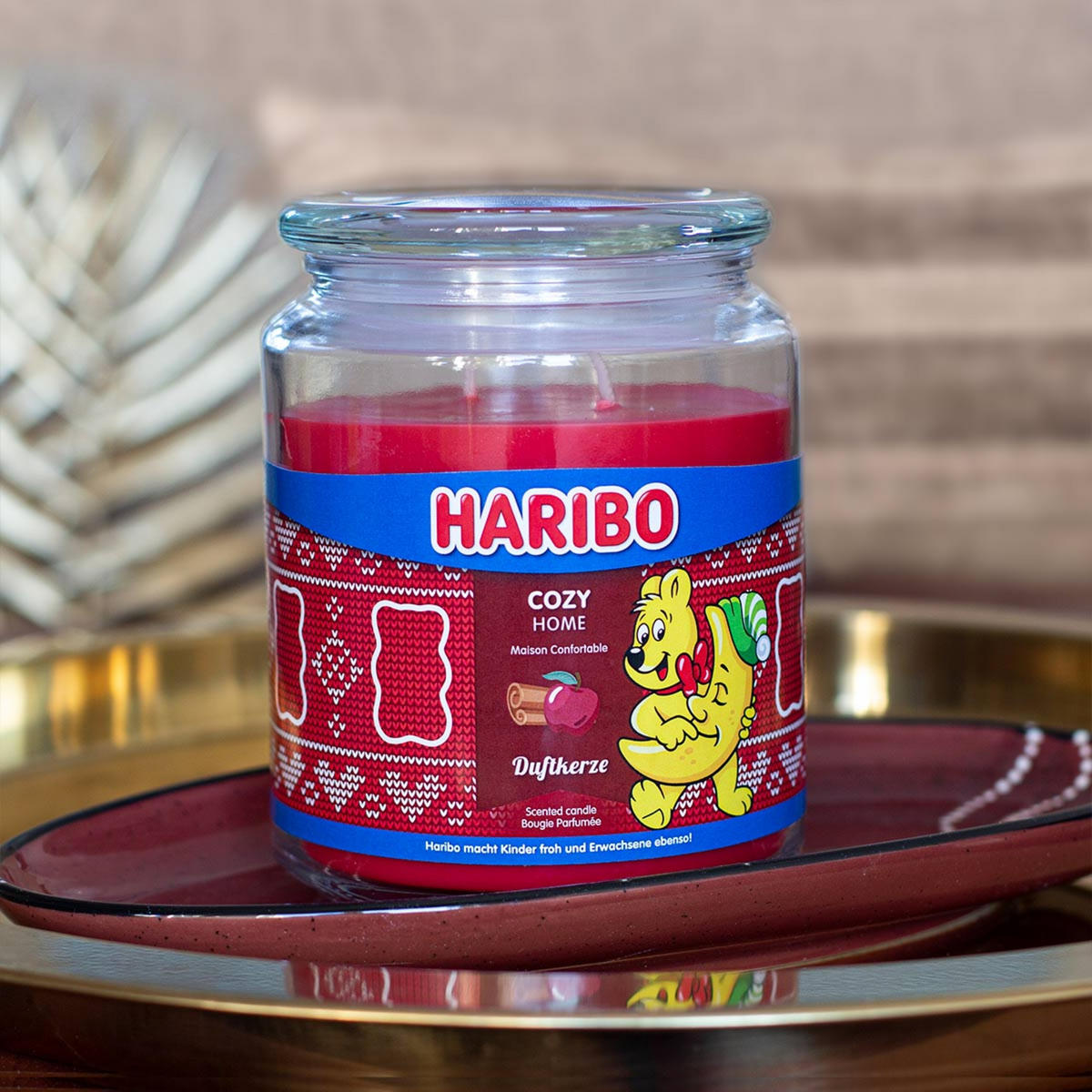 DUFTKERZE Haribo - Hellrot, Naturmaterialien/Glas (13cm)