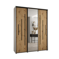 SCHWEBETÜRENSCHRANK 235,2/200/60 3-türig - Schwarz/Eiche Artisan, Holz/Metall (200/235/60cm) - Abiks Möbel