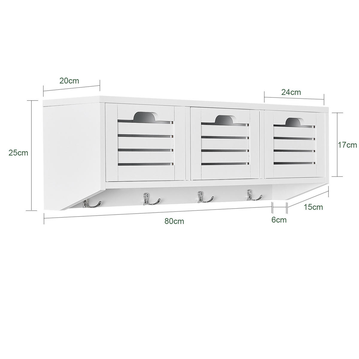 WANDGARDEROBE Weiß - Weiß, Holzwerkstoff (80/25/20cm) - SoBuy