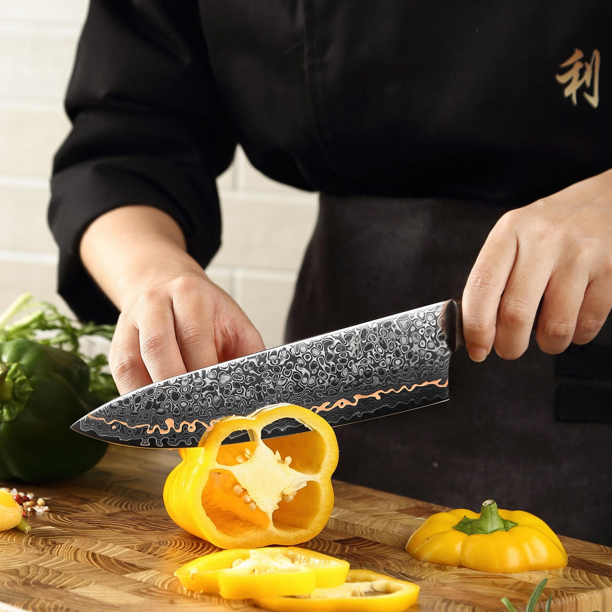 CHEFMESSER 20 cm - Kupferfarben, Holz/Metall (1cm) - Wakoli