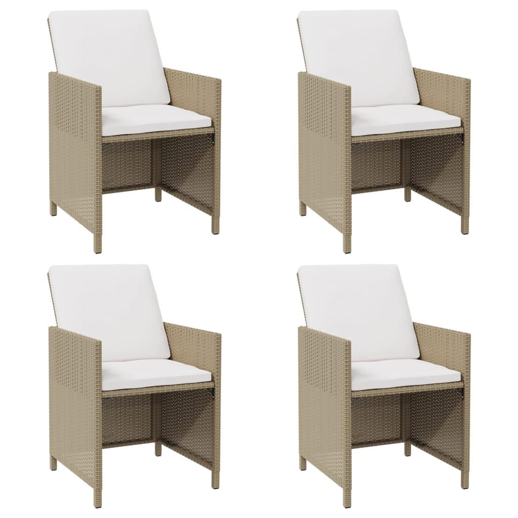 GARTENSTÜHLE mit Kissen 4 Stk. Poly Rattan Beige - Beige, Kunststoff (52/85/52cm) - furnicato
