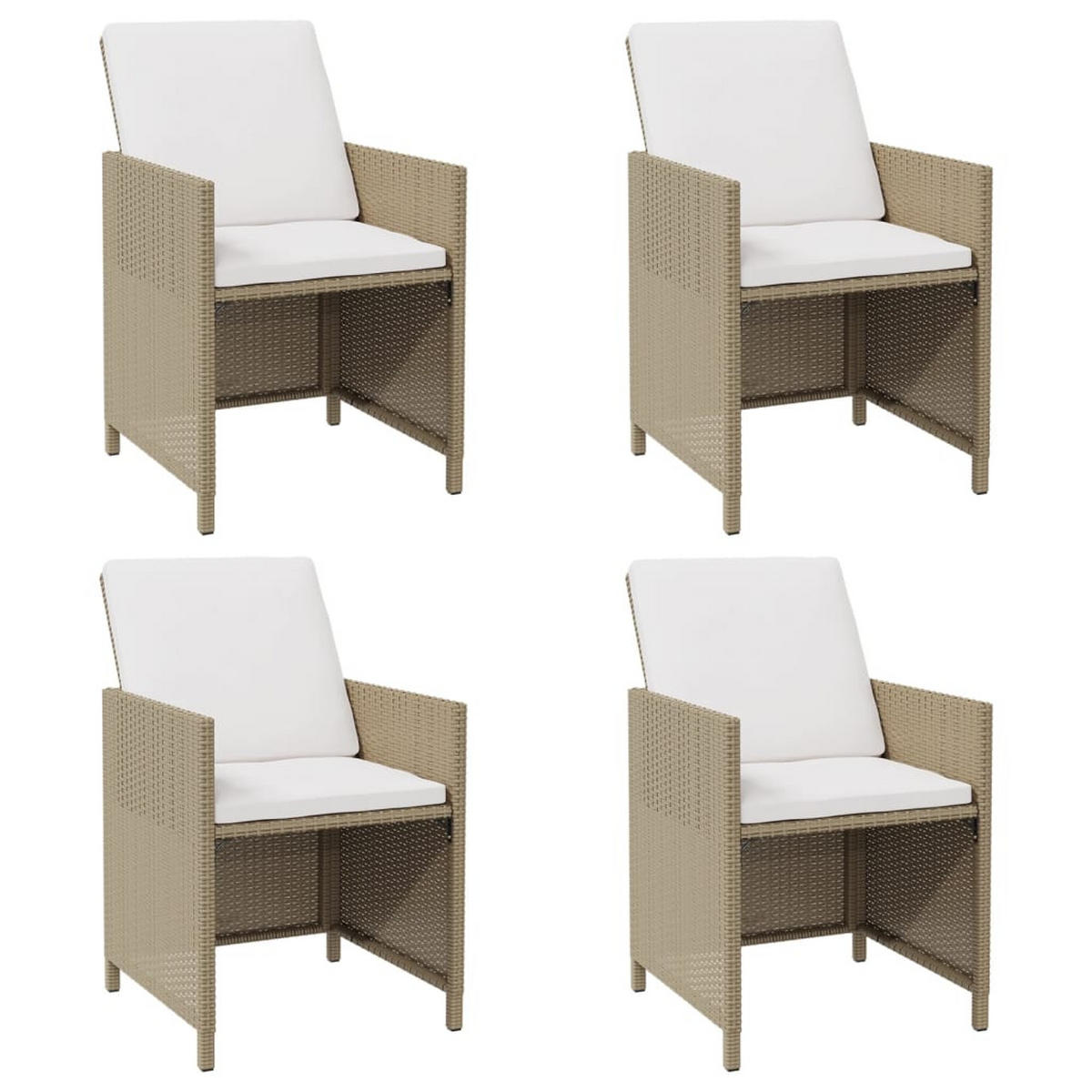 GARTENSTÜHLE mit Kissen 4 Stk. Poly Rattan Beige - Beige, Kunststoff (52/85/52cm) - furnicato