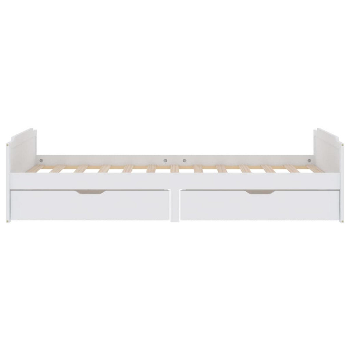 MASSIVHOLZBETT Mit Schubladen Weiss Kiefer 90/200 Cm - Weiß, Textil (90/200cm) - vidaXL