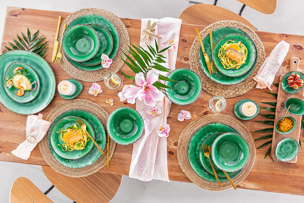 SCHALEN SET PALM BEACH 4 teilig aus Steingut - Grün, Keramik (8cm) - Sänger