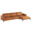 ECKSOFA mit Longchair - Cognac/Schwarz, Leder/Metall (328/180cm) - home24