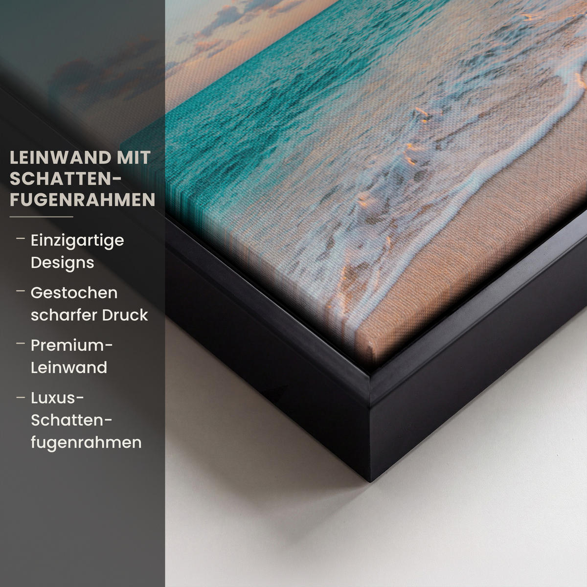 LEINWAND Bilder mit Rahmen - Sonnenuntergang - Strand - Meer - Sommer - Blau - 20x20 - Multicolor, Textil (20/20cm) - MuchoWow