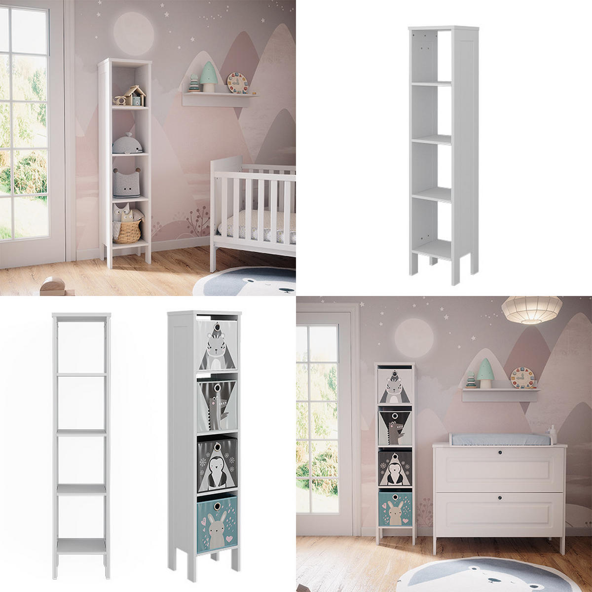 KINDERREGAL Ajaton Weiß 35.2 x 159.5 cm - Weiß, Holzwerkstoff (35.2/159.5/30.6cm) - VitaliSpa