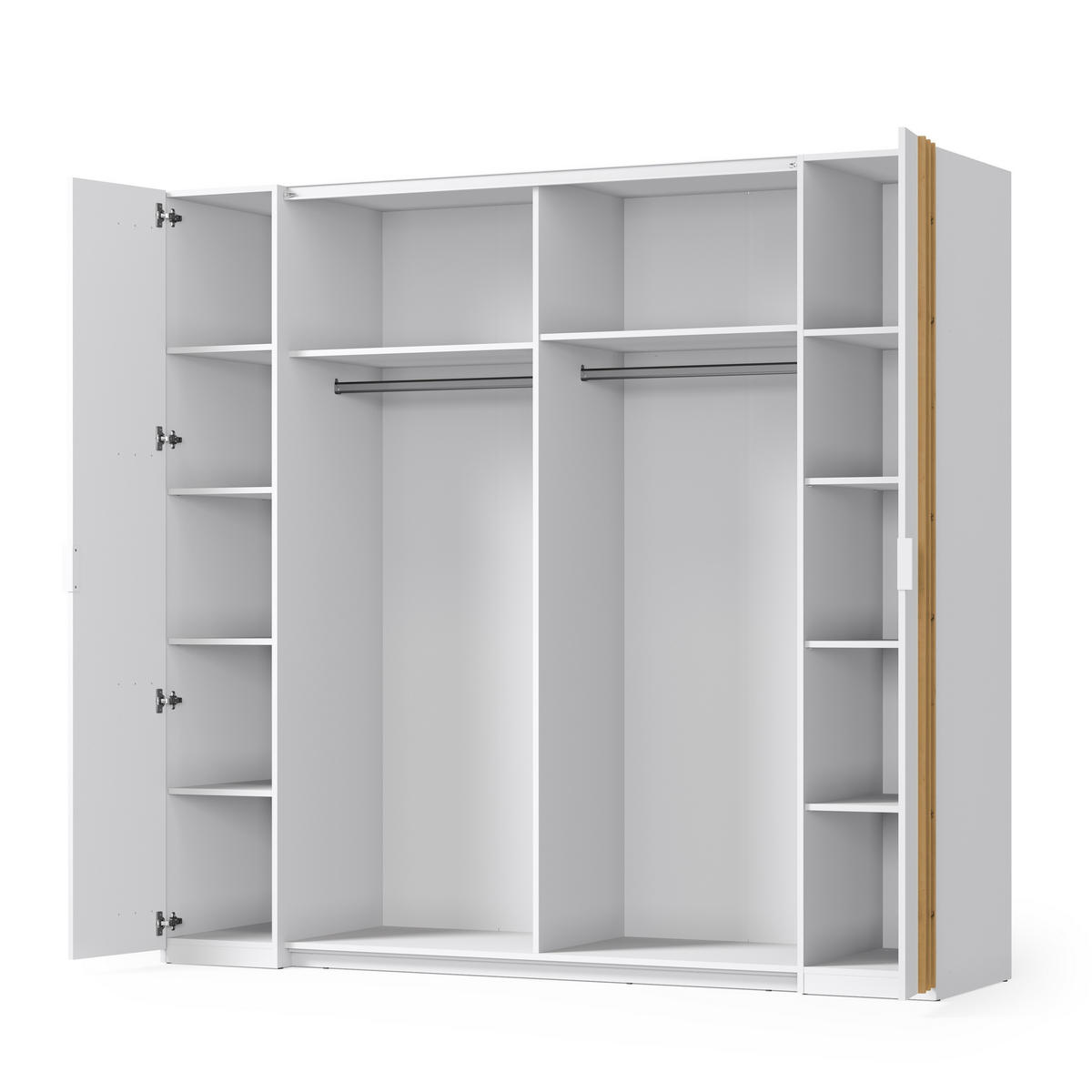 DREHTÜRENSCHRANK TOREN 218/207,5/62cm 4-türig mit Spiegel Weiß - Weiß, Holzwerkstoff (218/207.5/62cm) - MASSENO