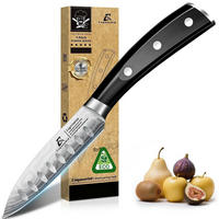 SCHÄLMESSER 9,5 cm Damastmuster Edelstahl schwarz - Silberfarben, Metall (20.5cm)