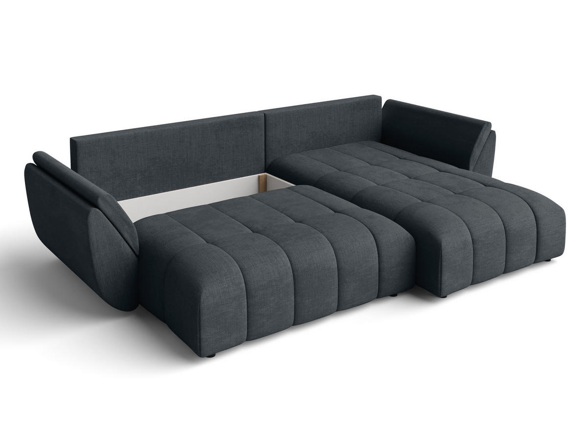 ECKSOFA L Form Antalya Graphit 280/190/91 cm – mit Bettkasten - Schwarz/Grau, Kunststoff/Textil (280/190cm) - AX Living