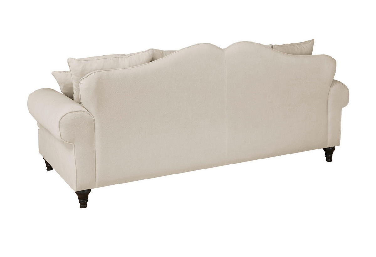 SOFA beige Landhaus, Couch 3,5-Sitzer 230 cm - Beige, Holz/Textil (230/95/100cm) - Furn.Design