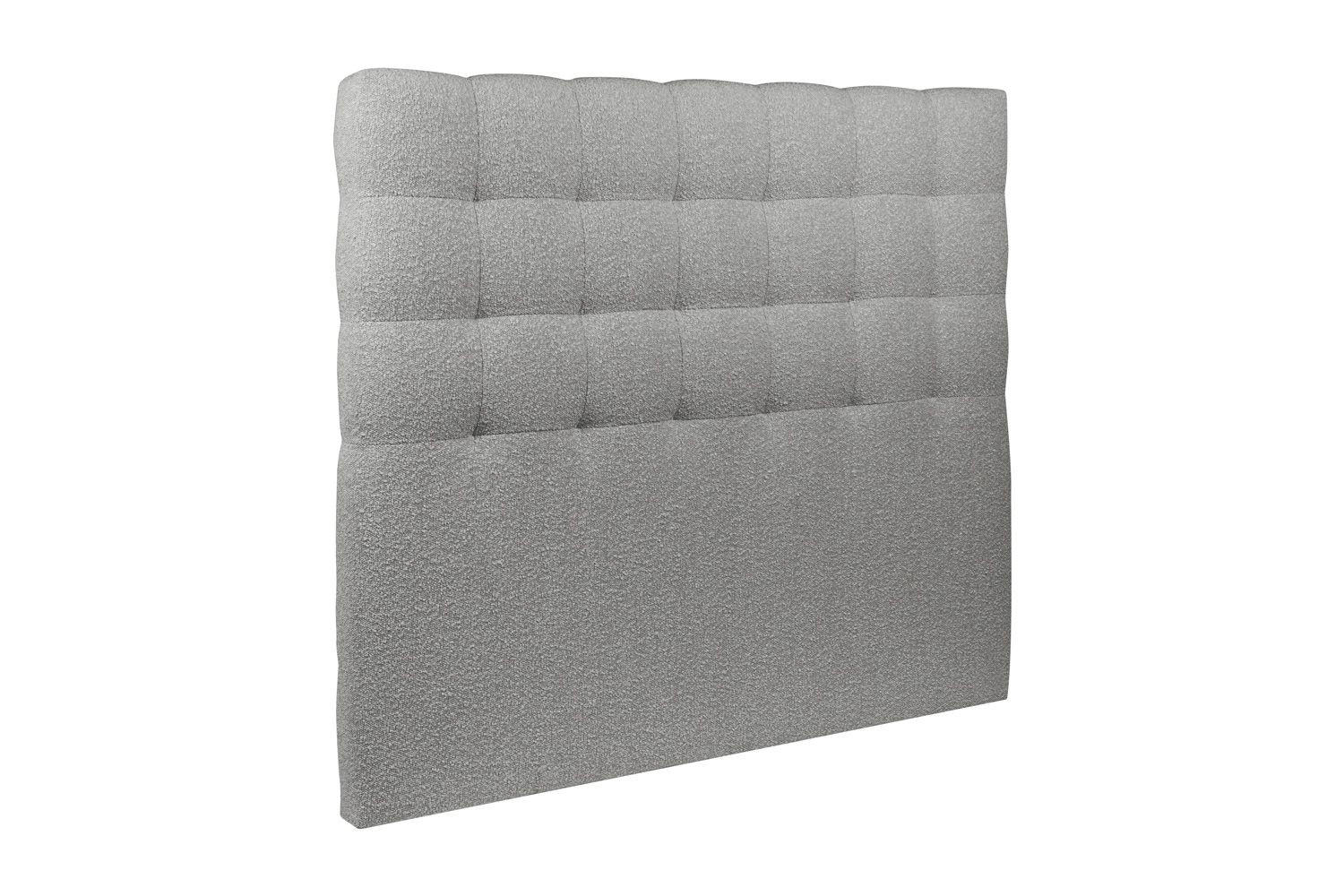 KOPFTEIL gepolstert - Gesteppt – grauer Bouclé-Stoff - 180 cm - Beige/Grau, Holz (180/120/10cm) - Sommeil de Plomb