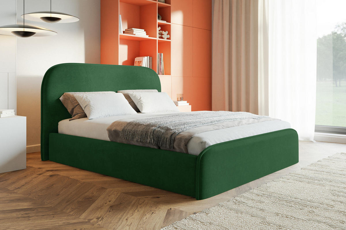 BETT 200x200 cm Wendra Slim mit Lattenrost, Bettkasten, Samt, Grün - Grün, Holz/Textil (200/200cm) - Emporius