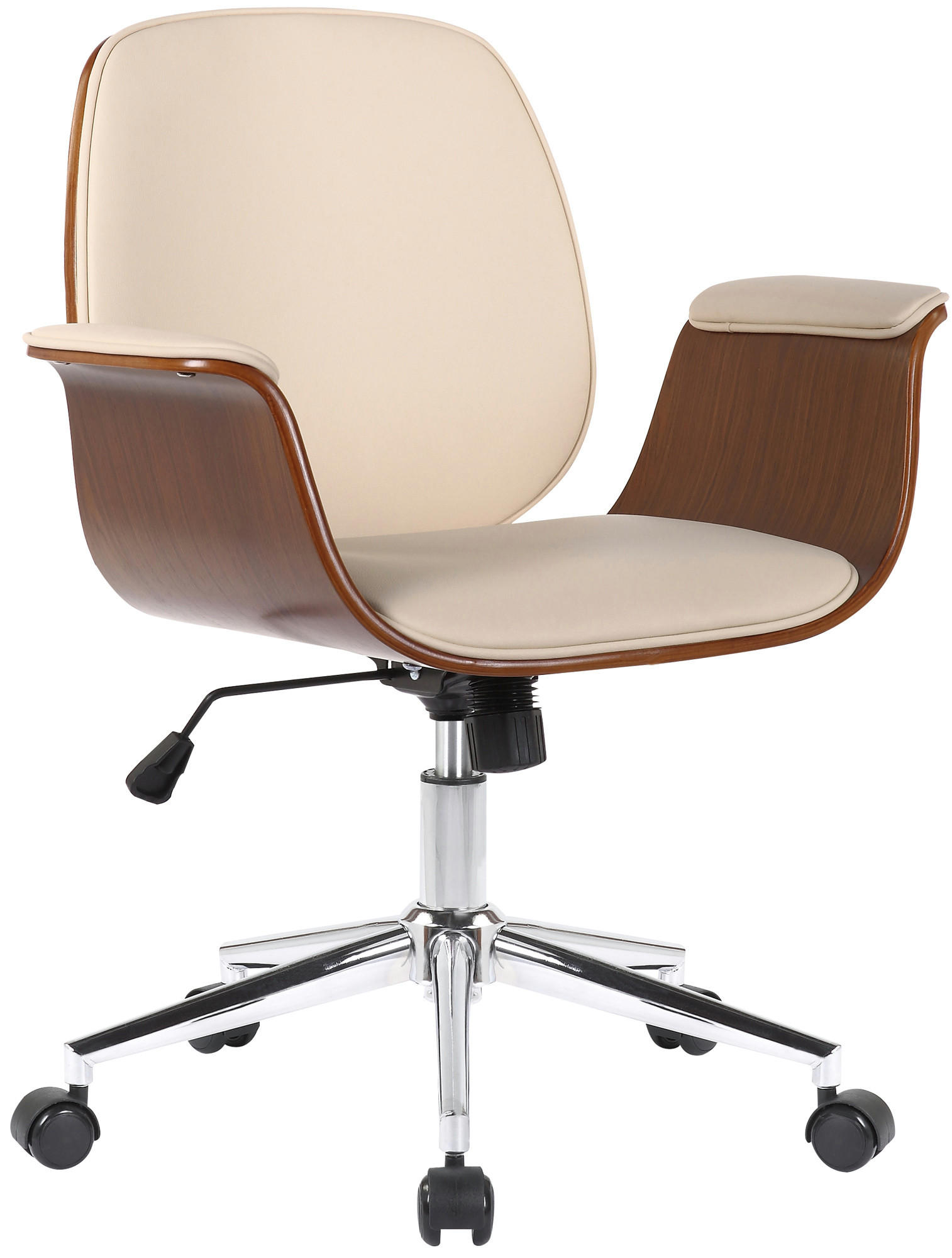 DREHSTUHL Holz walnuss/creme - Chromfarben/Walnussfarben, Holz/Textil (69/82/62cm) - CLP