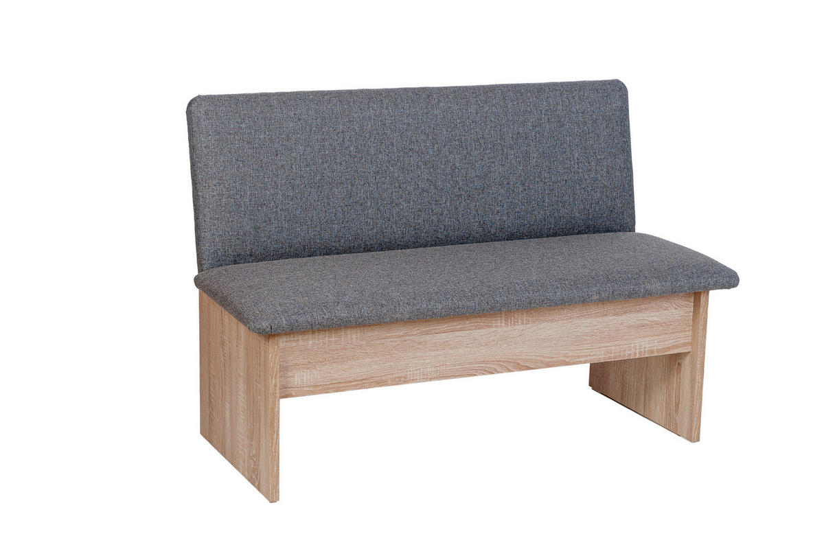 ECKBANK Die Vielseitige - Grau/Sonoma Eiche, Holzwerkstoff/Textil (145/185cm) - Kundler Home
