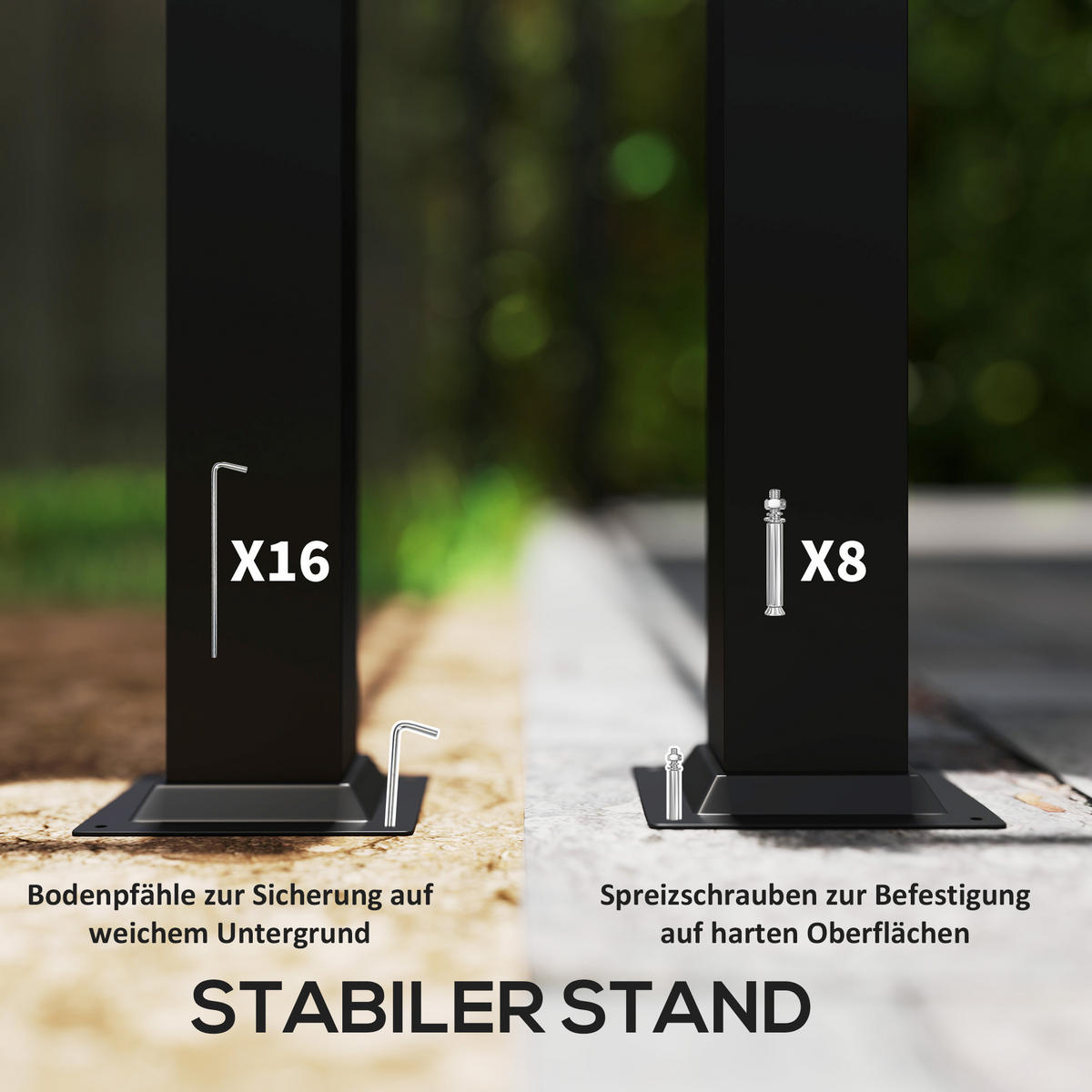 PAVILLON mit Doppeldach - Hellgrau, Metall (330/294/395cm) - Outsunny