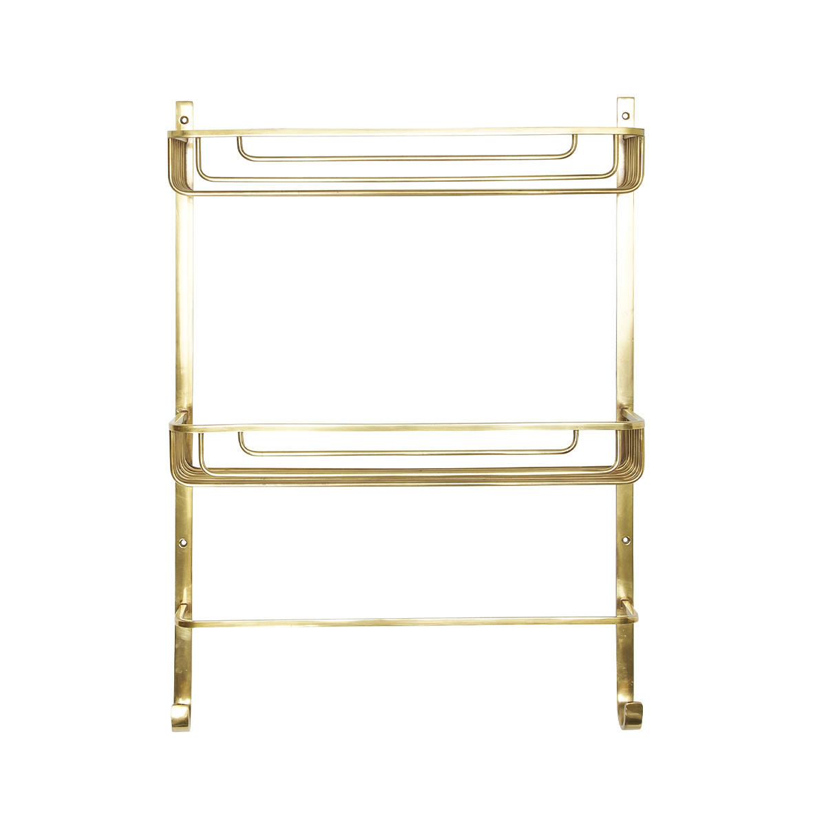 WANDREGAL 2 Ebenen mit Handtuchhalter aus Goldmessing - L42 x H56cm - Goldfarben, Metall (14/56/42cm) - Signature