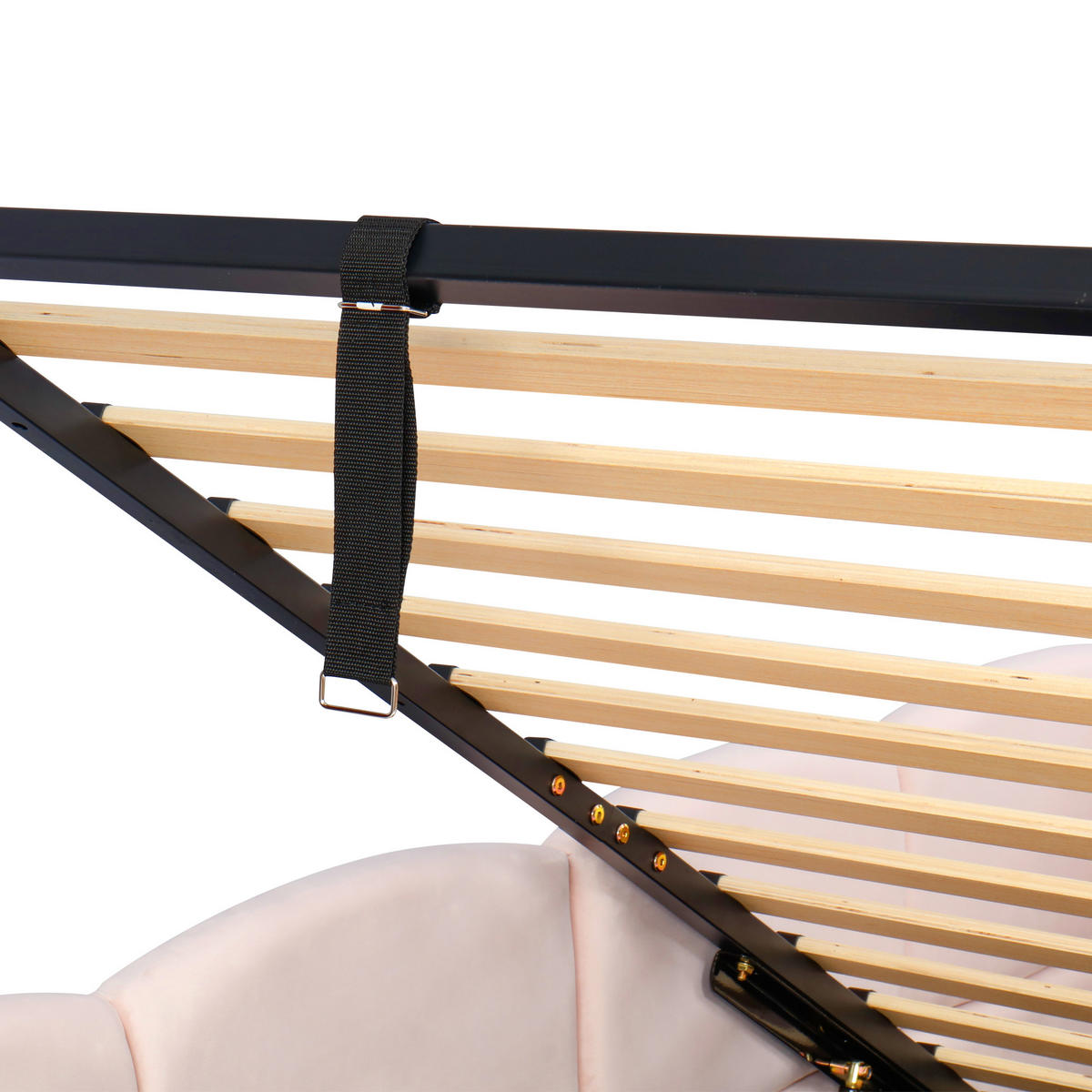 POLSTERBETT aus Samt 90x200 cm in Rosa mit Stauraum & USB - Rosa, Textil (90/200cm) - Modfu