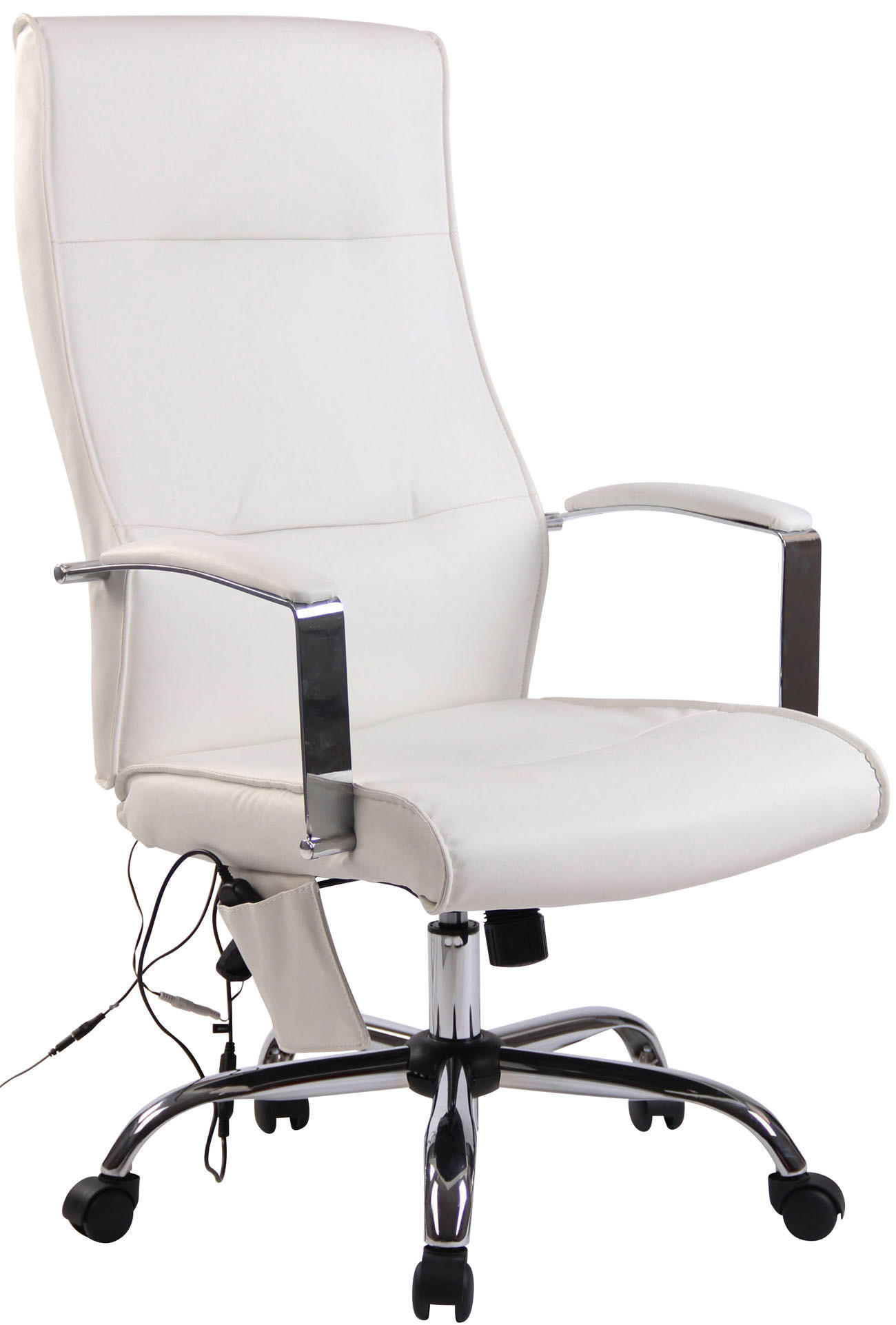 CHEFSESSEL Lederlook Weiß - Chromfarben/Weiß, Textil/Metall (63/114/72cm) - CLP