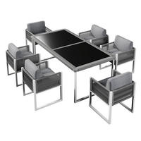 DINING-LOUNGESET，GRAU und Weiß - Grau, Metall - KOMHTOM