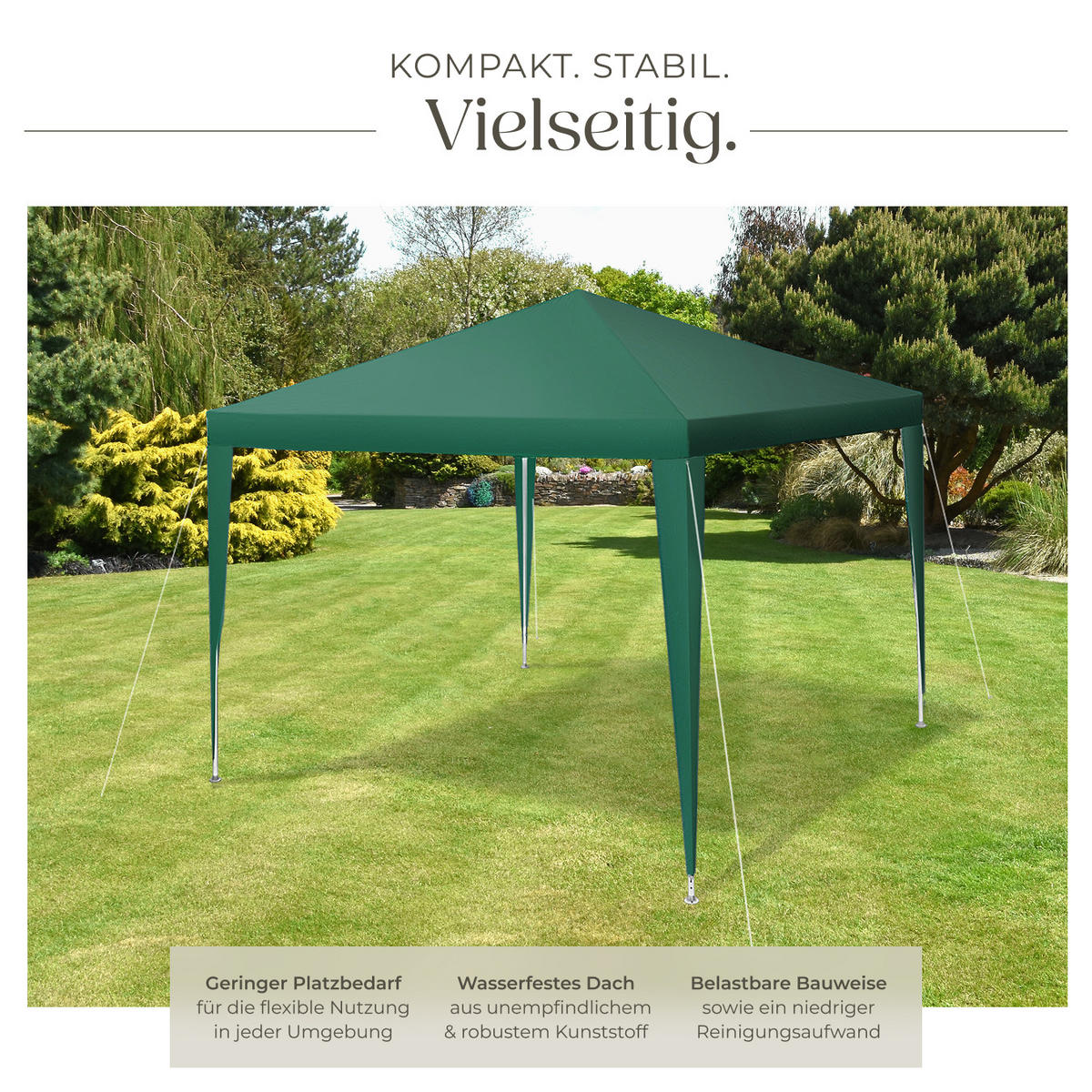 PAVILLON Farah,wasserdicht,grün - Grün, Kunststoff (300/250/300cm) - tectake