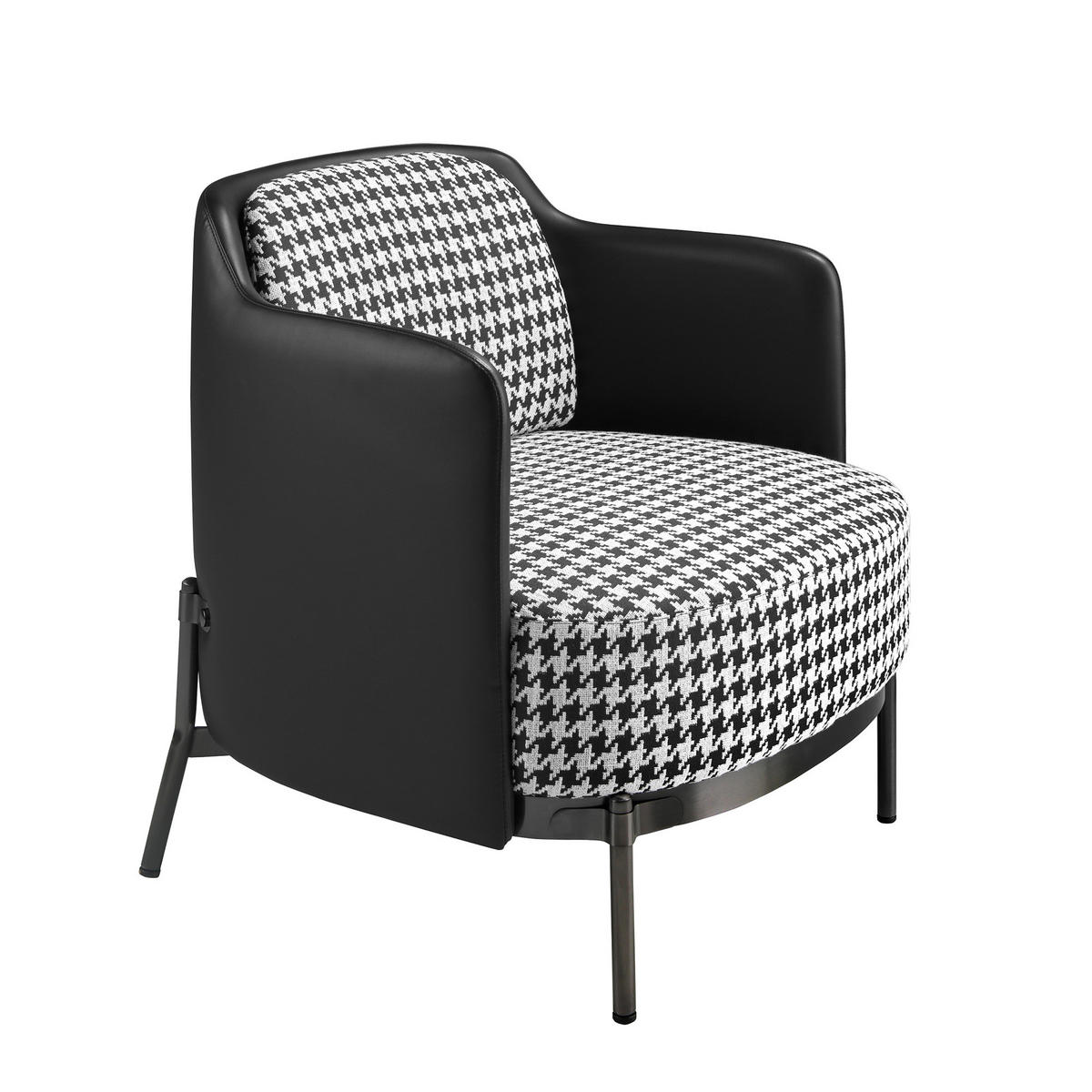 SESSEL Stoff Stahl schwarz und weiß 68/70/73 - Schwarz, Textil (68/73/70cm) - ANGEL CERDA