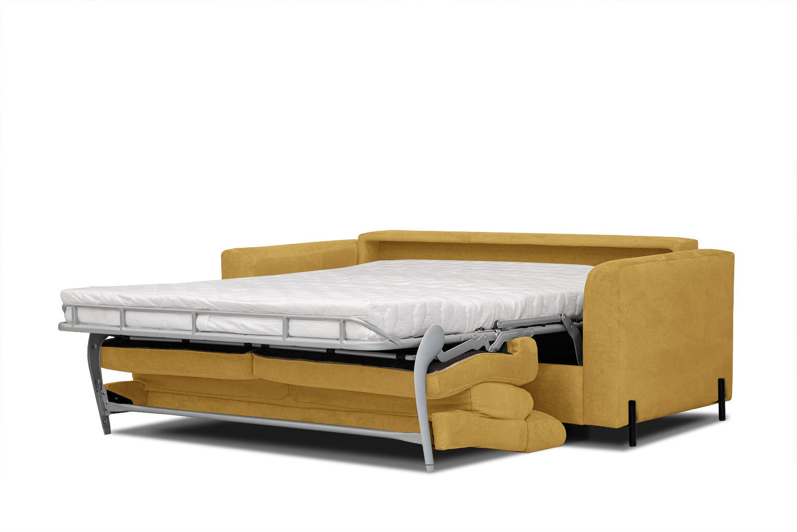 SOFA MEZO 3-Sitzer mit Schlaffunktion, gelb - Gelb/Schwarz, Holz/Textil (232/90/107cm) - Courtois Laville