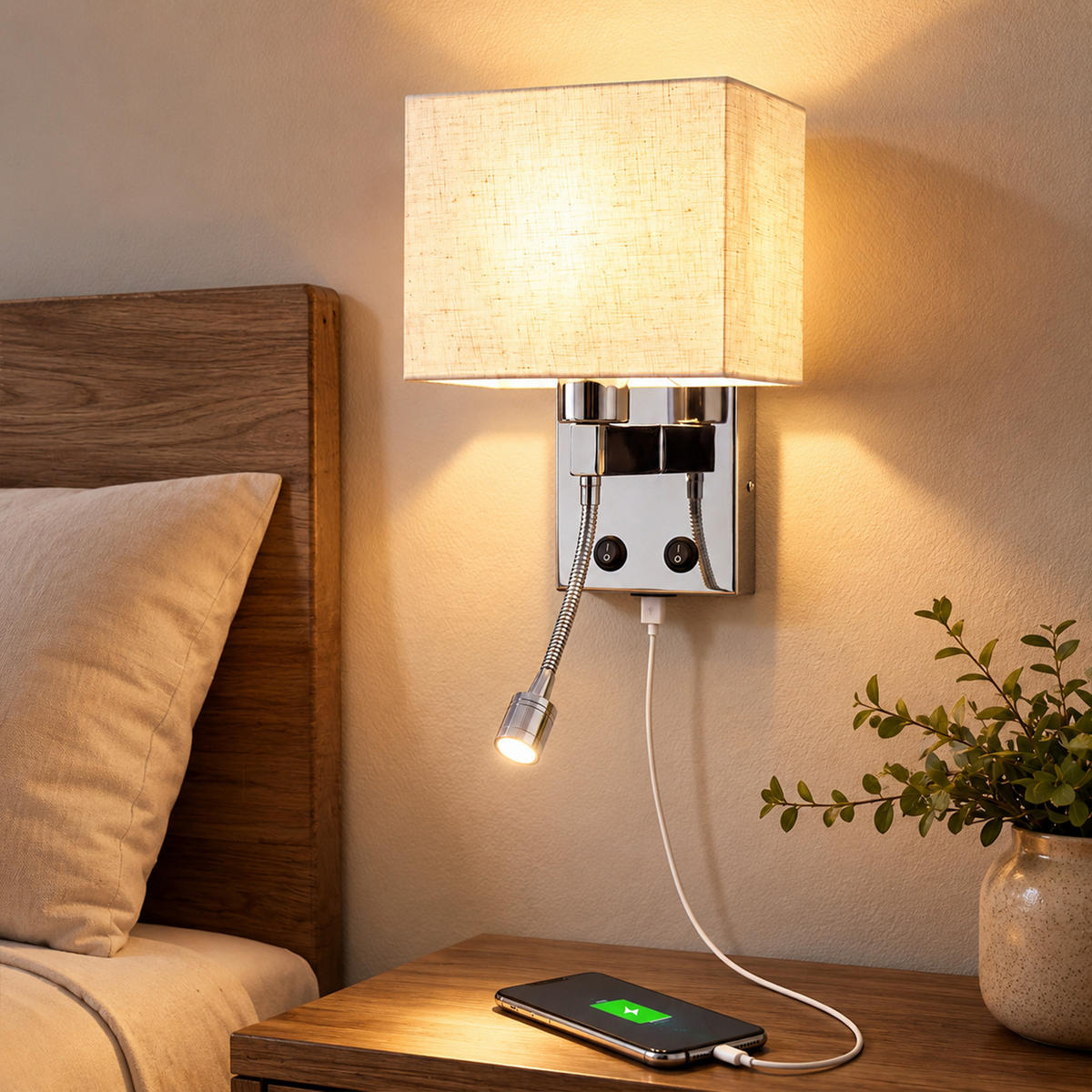 LED WANDLEUCHTE Rhyxvin 20/13/15 cm - Weiß, Textil/Metall (13/15/20cm) - ZMH