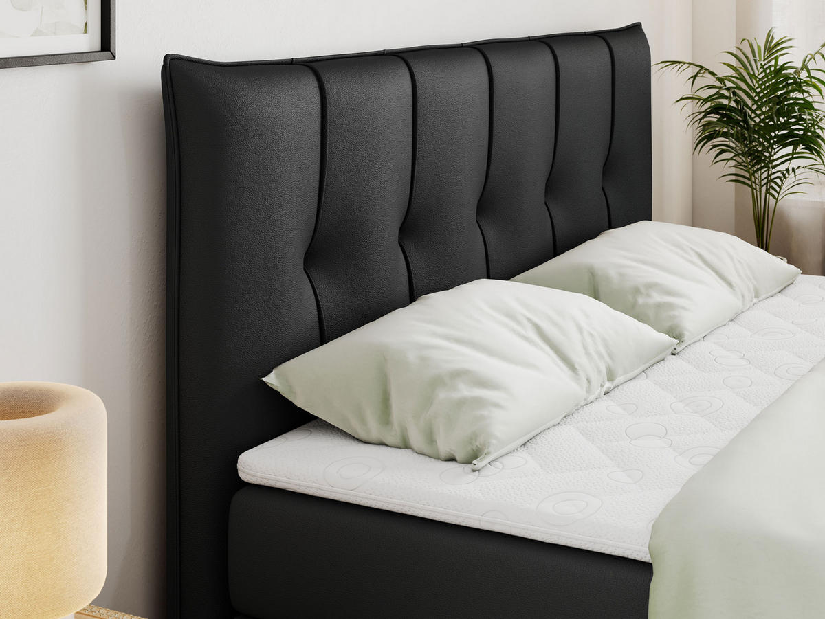 BOXSPRINGBETT PREMIUM 11 KING 180/200 Schwarz Kunstleder - H4 - Schwarz, Holz/Textil (180/200cm) - MKS