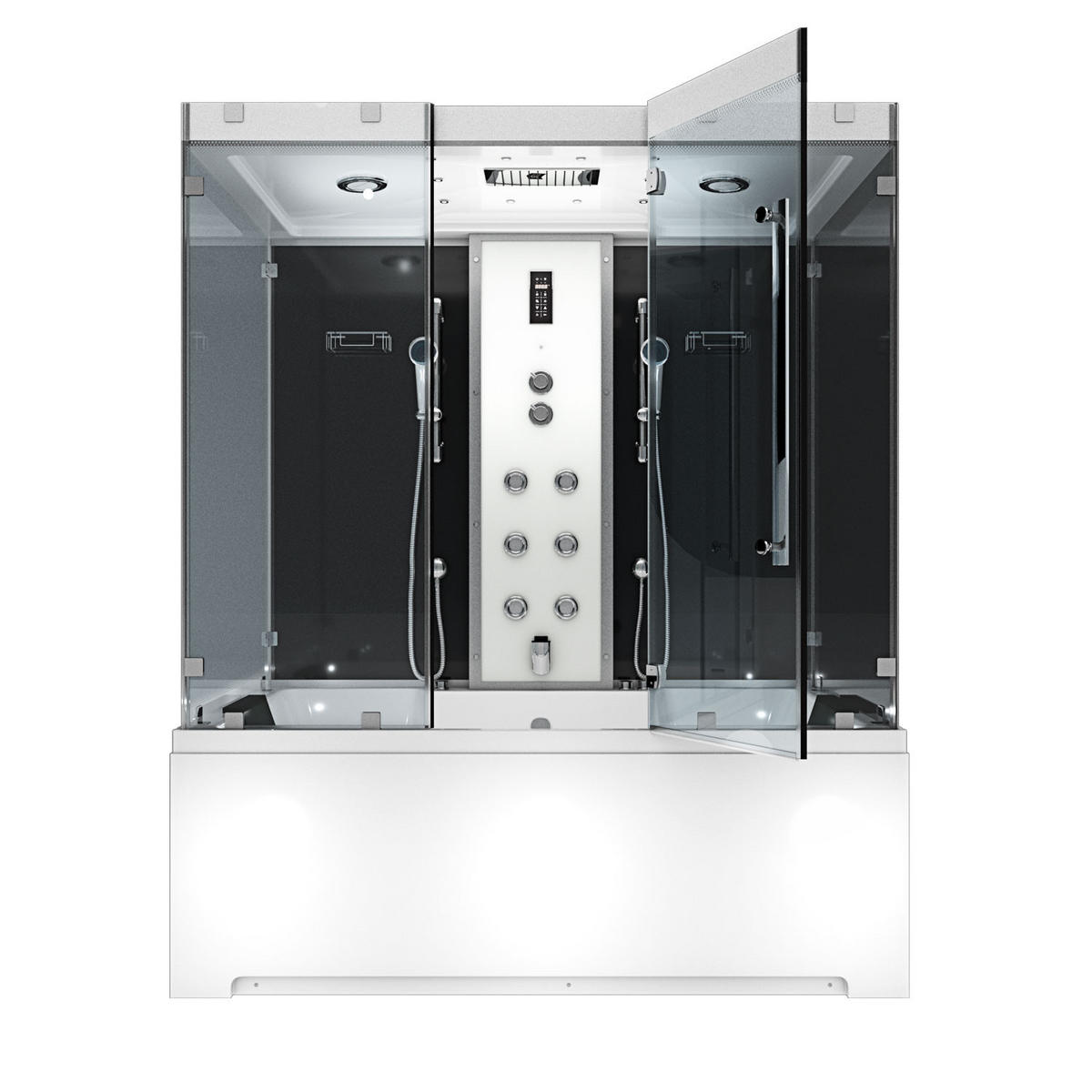 DAMPFDUSCHE Whirlpool K80-SW-EH-C-EC - Schwarz, Glas/Kunststoff (180/100/228cm) - AcquaVapore by Sandra Jentho