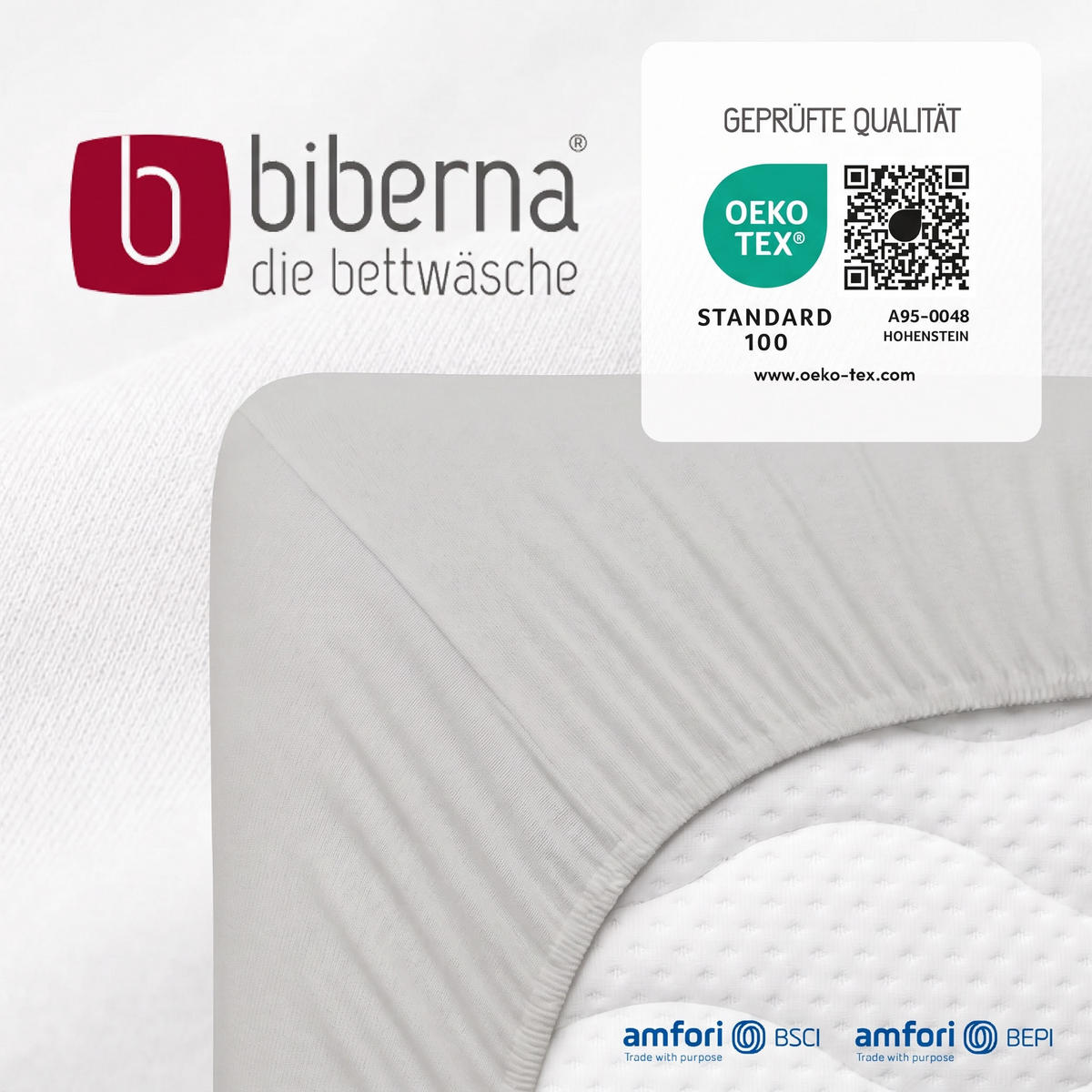 SPANNBETTTUCH Premium Jersey sturmgrau, 180x200 cm - 200x200 cm - Grau, Textil (200/200cm) - biberna
