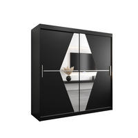 SCHWEBETÜRENSCHRANK 200/200/62 2-türig - Silberfarben/Schwarz, Holz/Kunststoff (200/200/62cm) - MÖBEL KRYSPOL