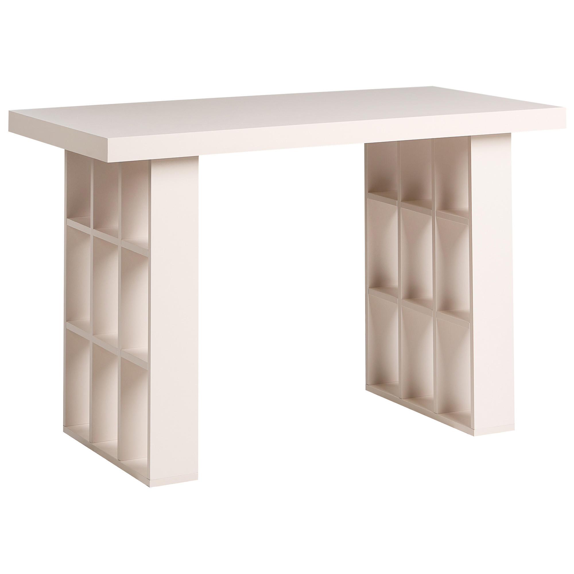 Beliani PSACÍ STŮL Světle béžový 120/60 cm s přihrádkami Elura