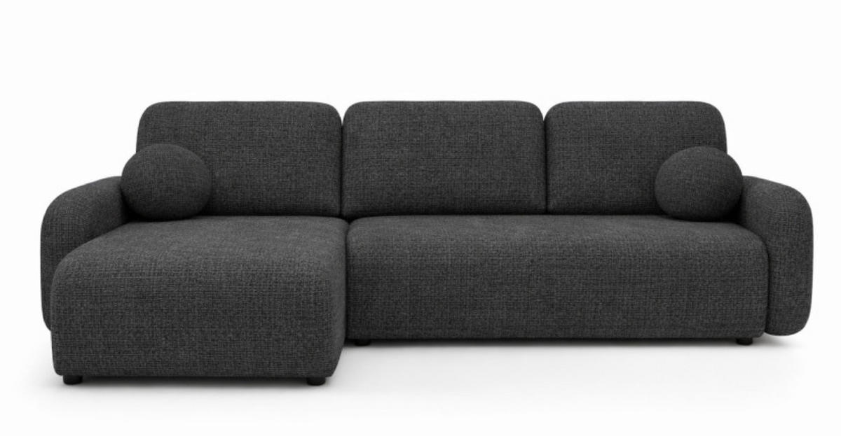 ECKSOFA Anthrazit KOMA Mit Schlaffunktion - Schwarz/Grau, Textil (228/147cm) - Sepro Meble