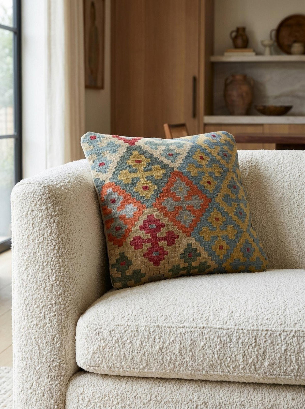 KELIM-KISSEN Mehrfarbig 65/65 cm Schurwolle - Multicolor, Textil (65/65cm) - Looma