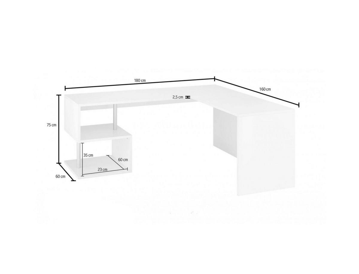 ECKSCHREIBTISCH Schiefer 60/160/78 cm - Grau, Holzwerkstoff (60/160/78cm) - DMORA