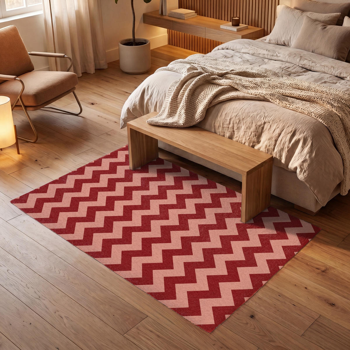KOBERCE - Cikcak - Pruhy - Vzor - Červená - 180x120 cm - červená, textil/plast (180/0.4cm) - OnlyWow