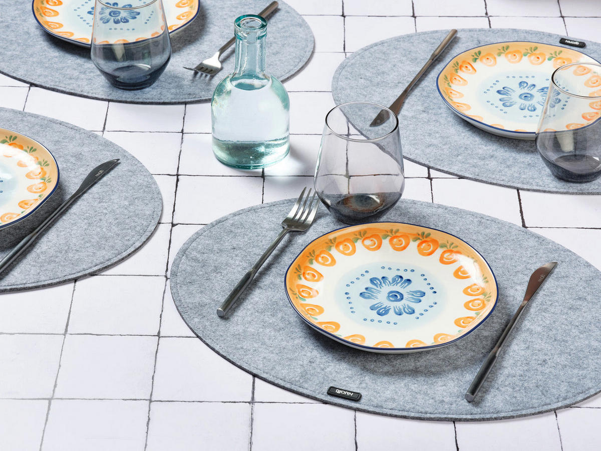 TISCHSET - 6er-Set - Recycelter Filz in Grau - Grau, Naturmaterialien/Textil (45/33/1cm) - Björn