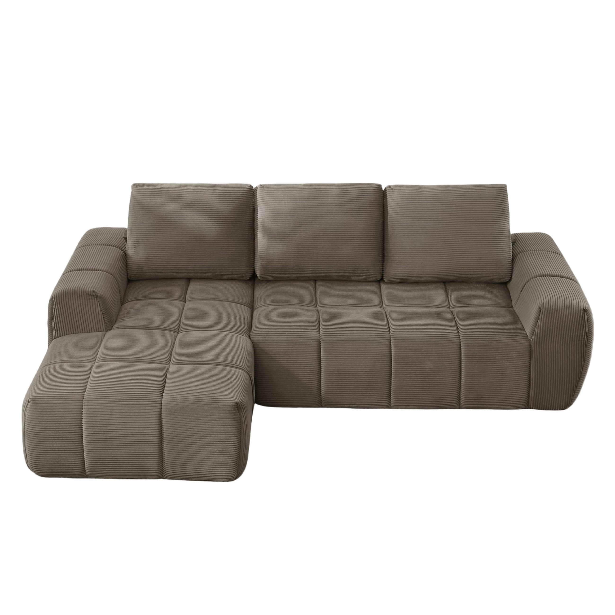 ECKSOFA DE-34934 L-Form mit abnehmbaren Kissen links Taupe - Taupe, Textil (162/255cm) - ComfortXL