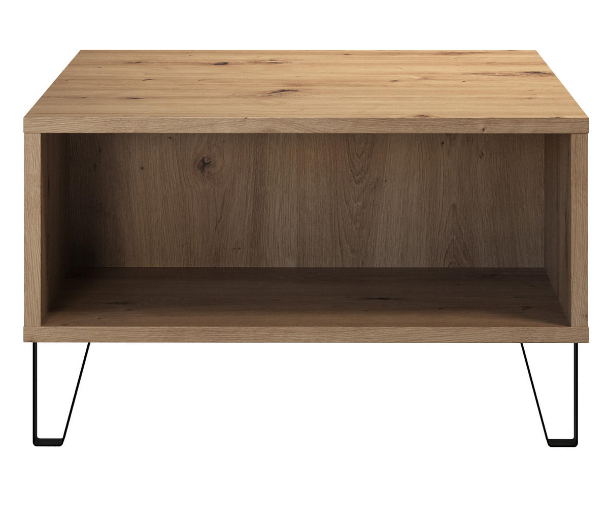 COUCHTISCH Eiche Artisan 60 x 60 cm quadratisch, Beistelltisch mit Ablage - Eichefarben/Schwarz, Holzwerkstoff/Metall (60/60/37cm) - Top.Furn