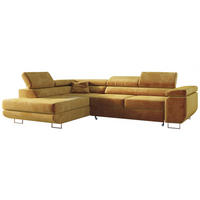 ECKSOFA GUSTAW L Gelb Velvet Links Seite - Gelb/Silberfarben, Textil/Metall (205/275cm) - MKS